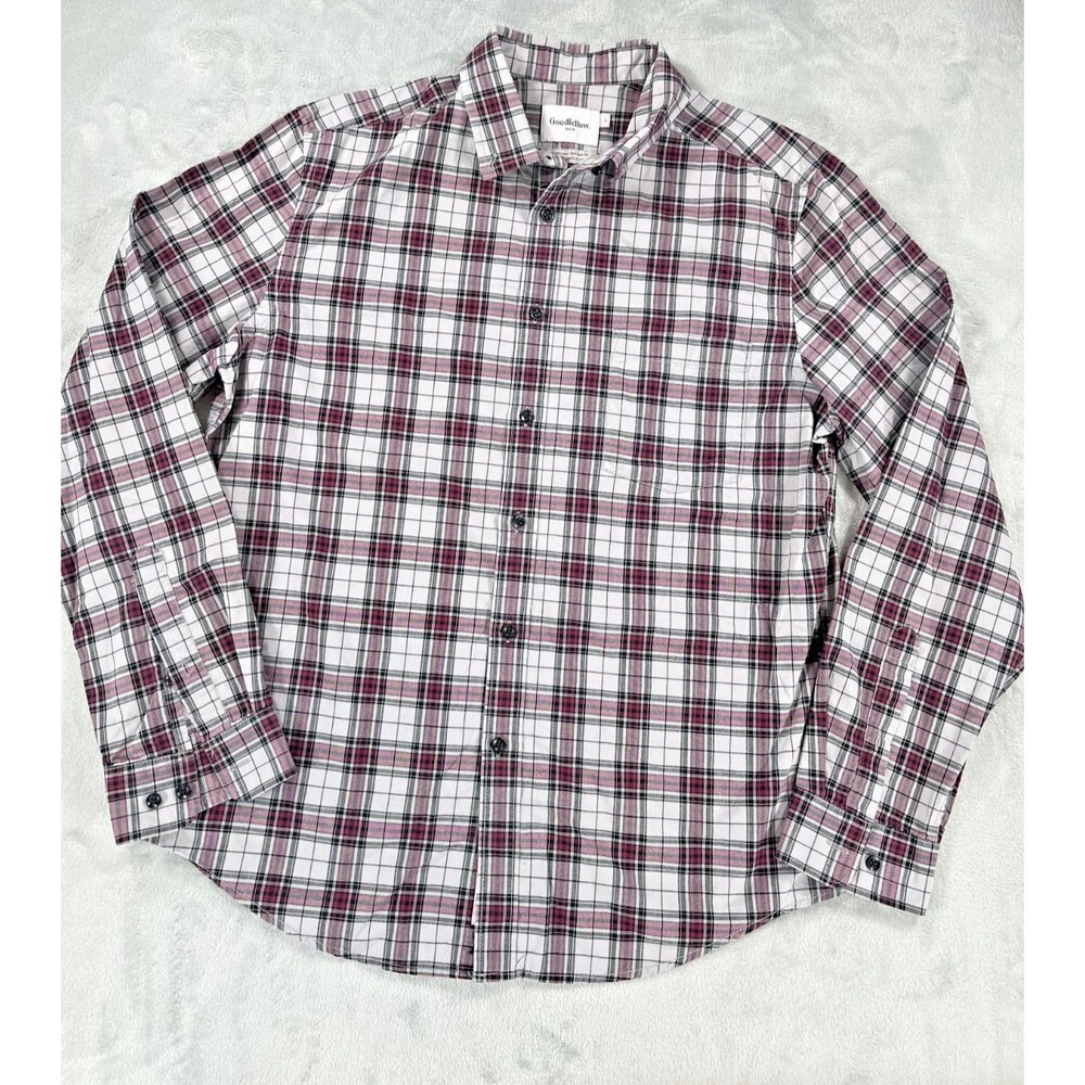 Goodfellow & Co Mens L  Plaid Button Down Shirt  Standard Red